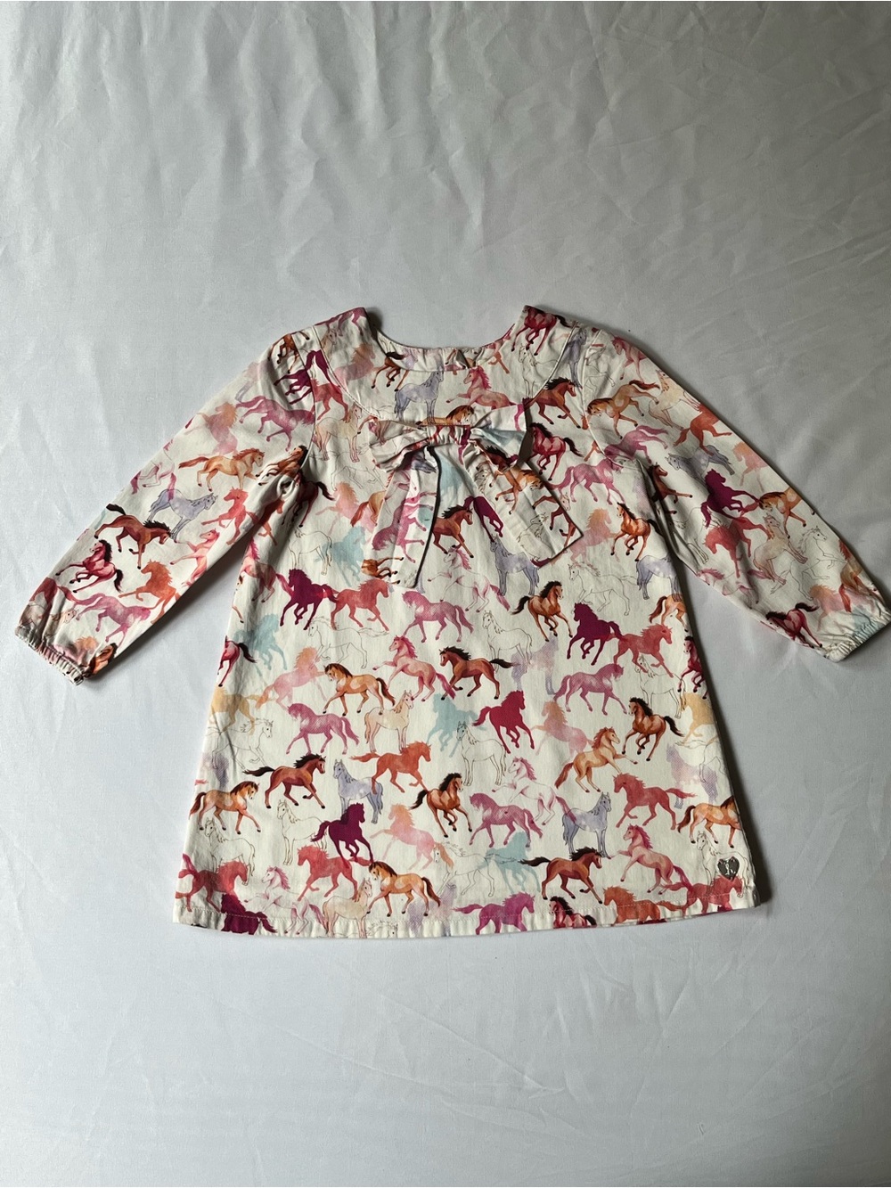 Hatley Floral & Pastel Horse Print Dress - Pink, Cream, Blue